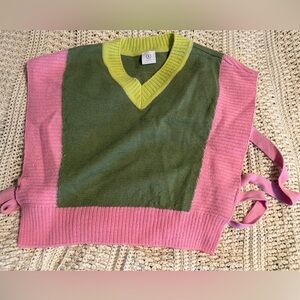 Bogner Side-Tie Colorblock V-Neck Sweater
